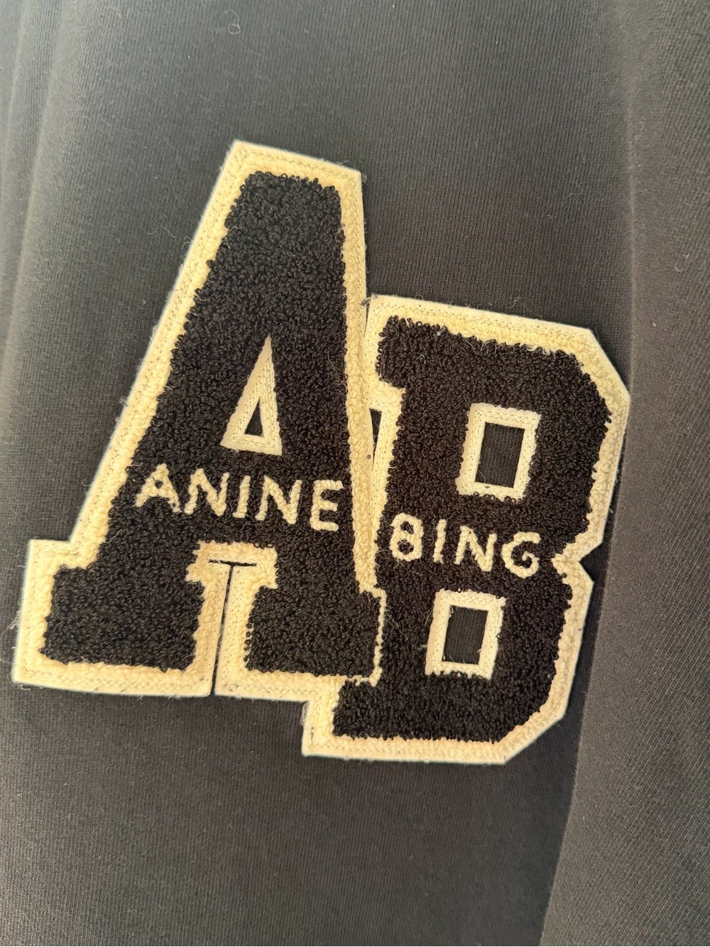 Anine Bing Miles Black Oversized Chenille Patch Sweatshirt - size large - EUC - Picture 5 of 5